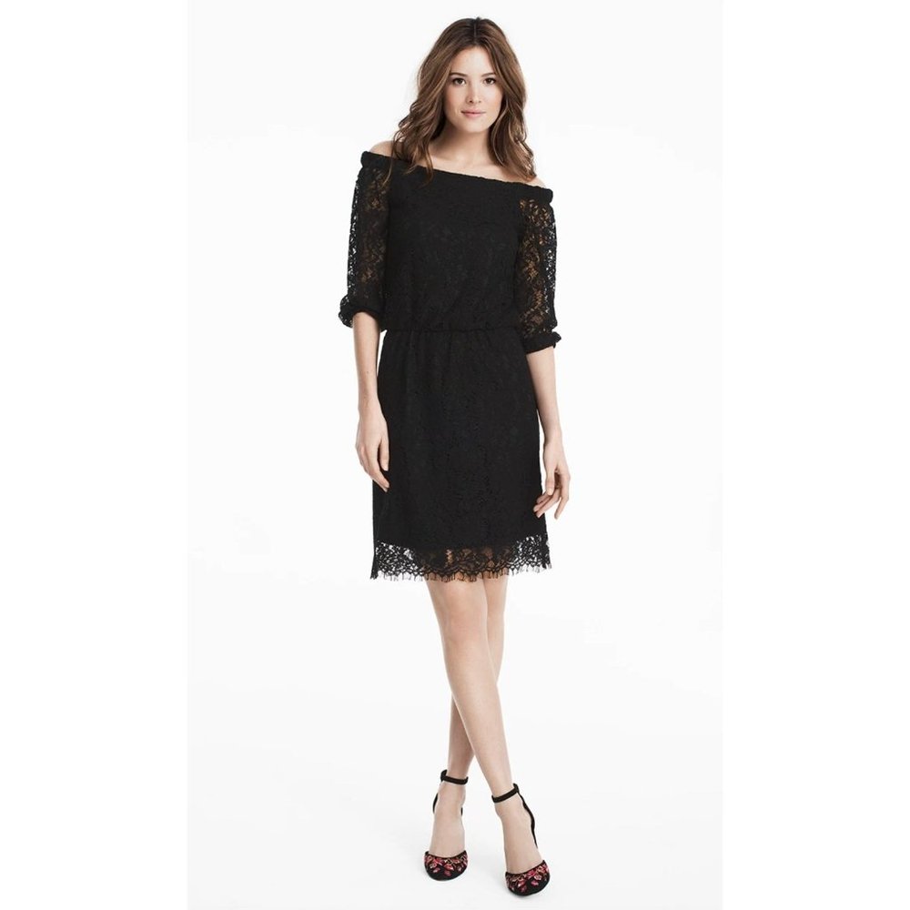 White House Black Market Black Lace Off-Shoulder Dress